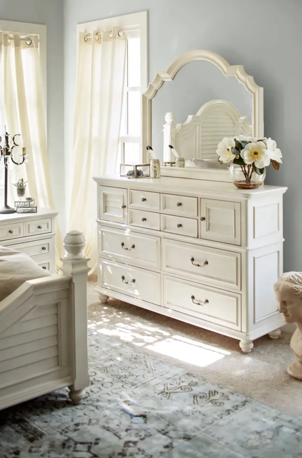 Charleston Dresser and Mirror - White