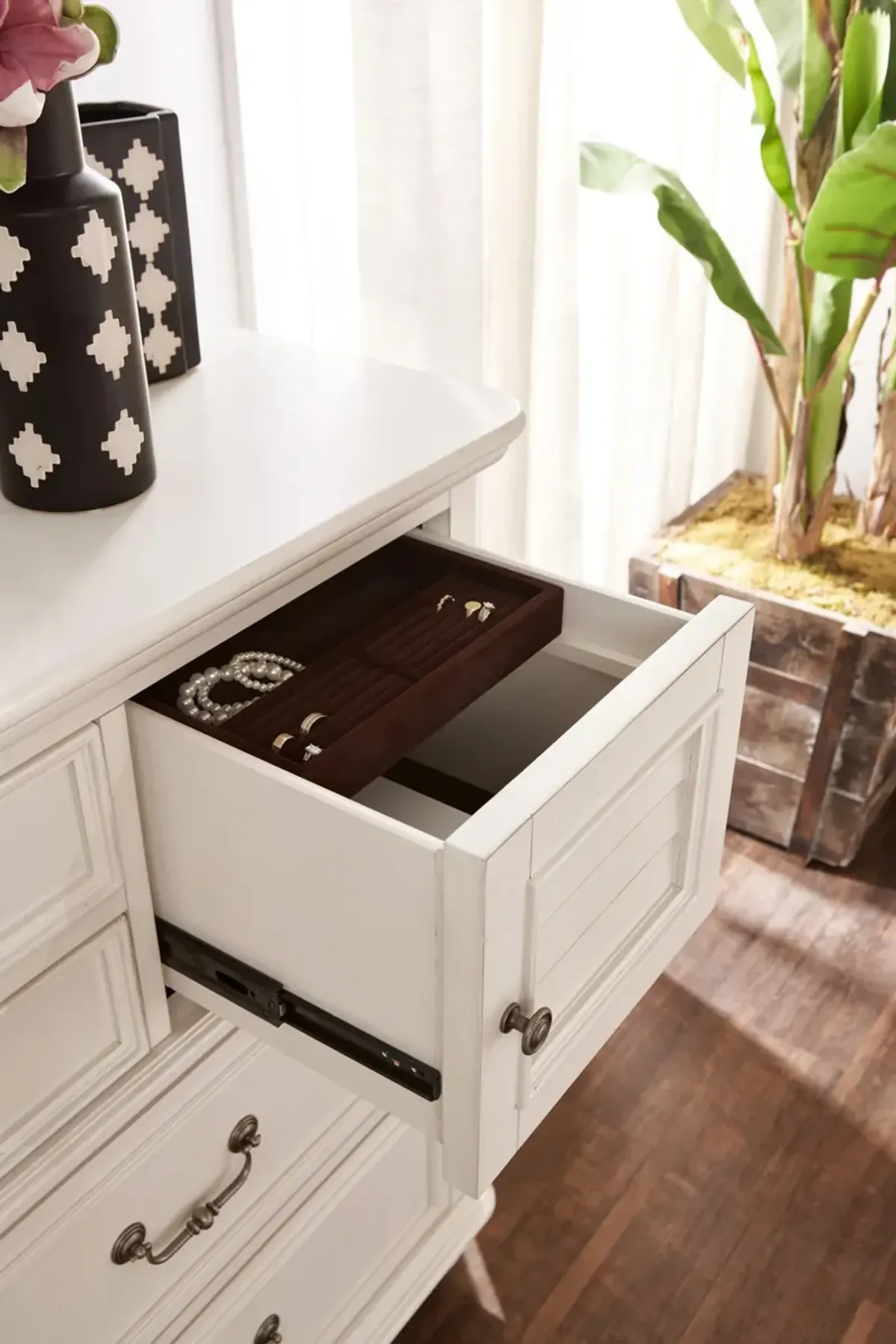 Charleston Dresser and Mirror - White