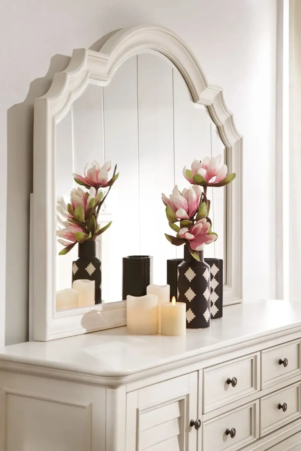 Charleston Dresser and Mirror - White