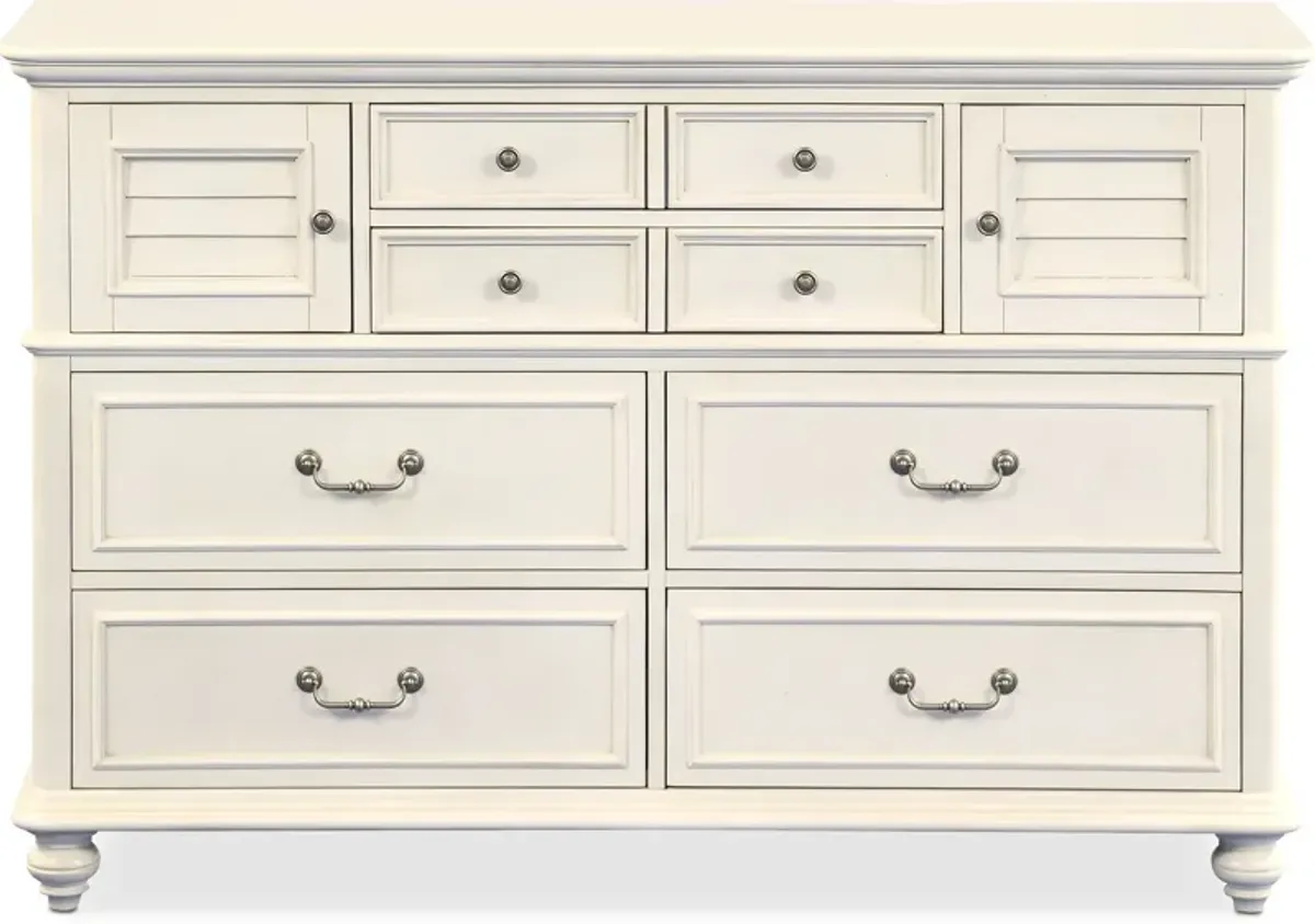 Charleston Dresser and Mirror - White