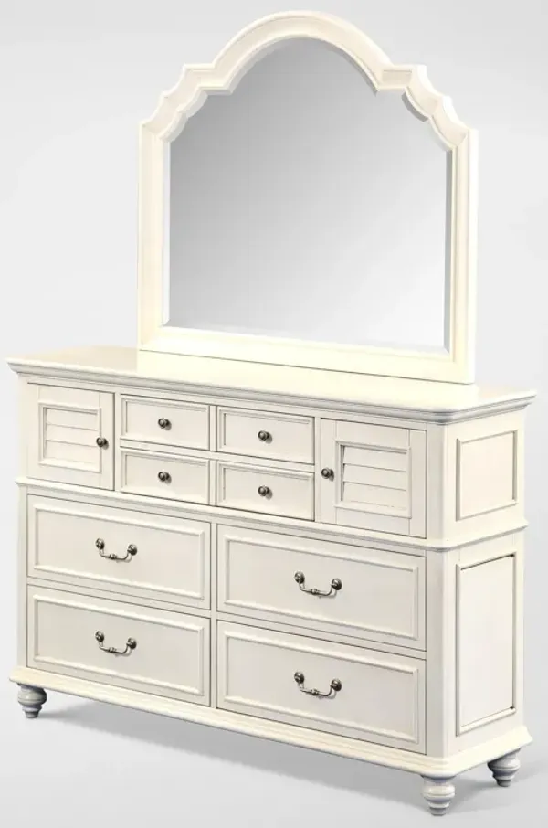 Charleston Dresser and Mirror - White