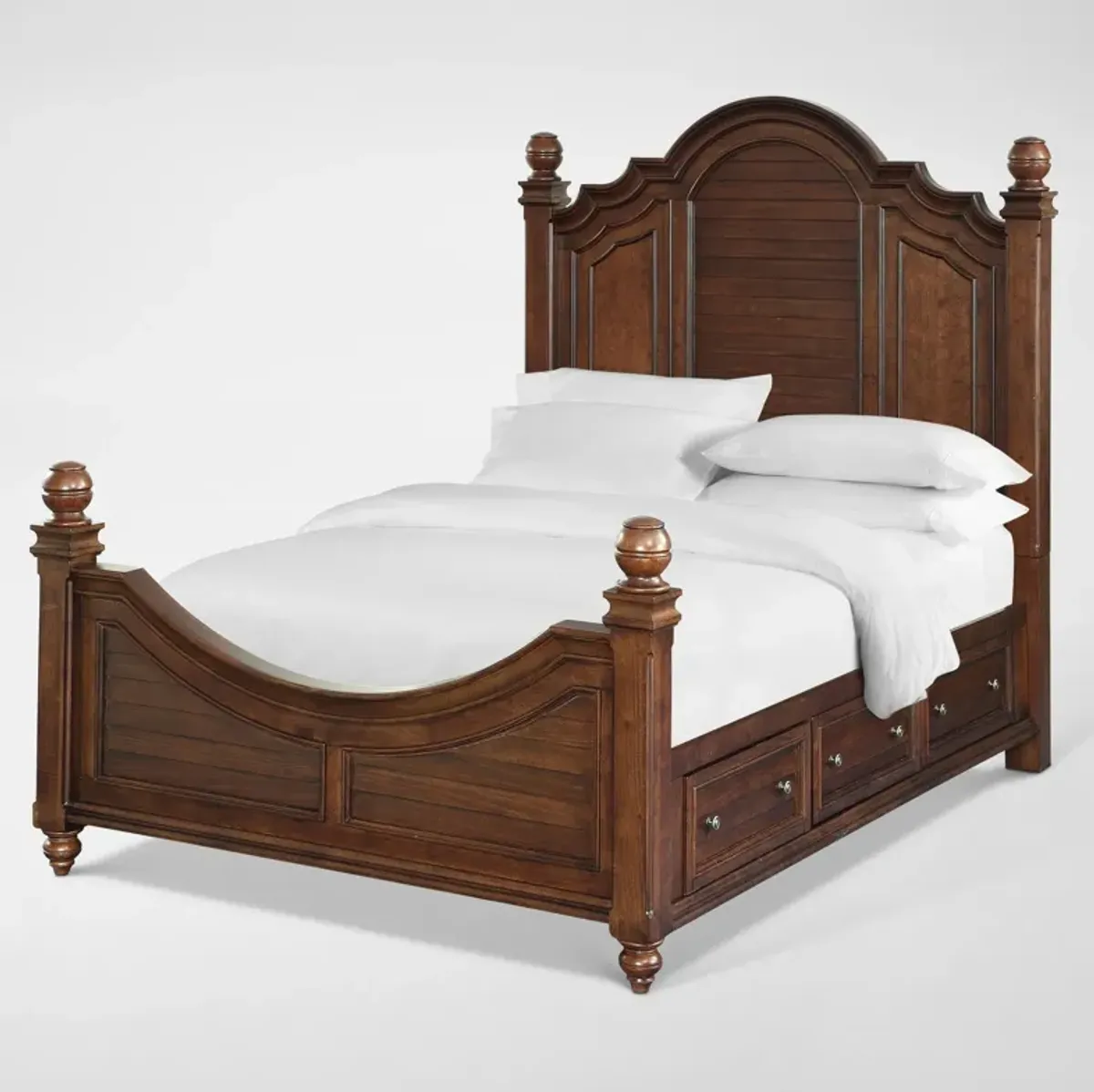 Charleston King Poster Storage Bed with 4 Drawers - Tobacco