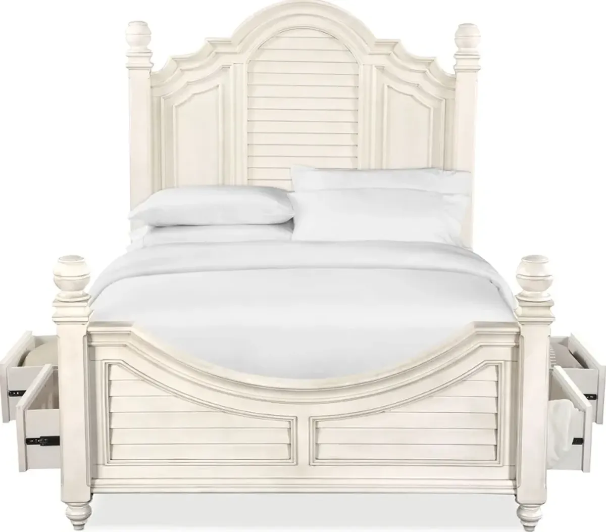 Charleston King Poster Storage Bed with 4 Drawers - White