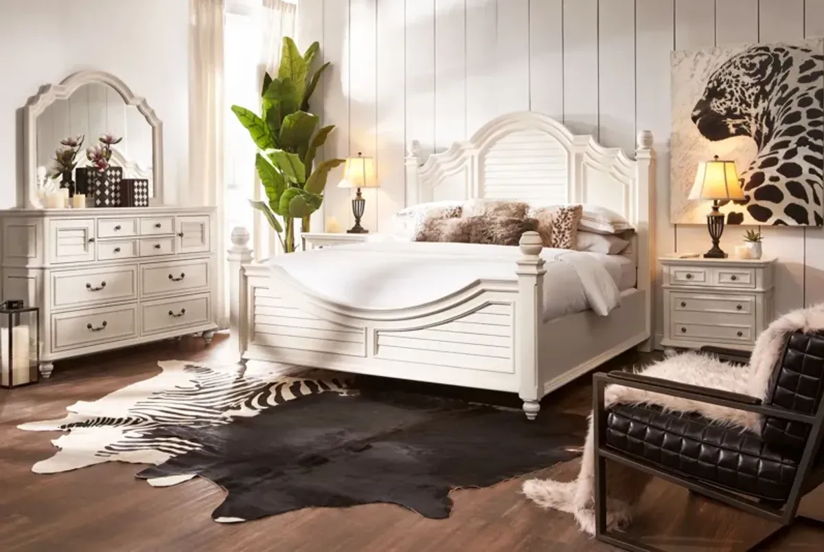 Charleston King Poster Bed - White