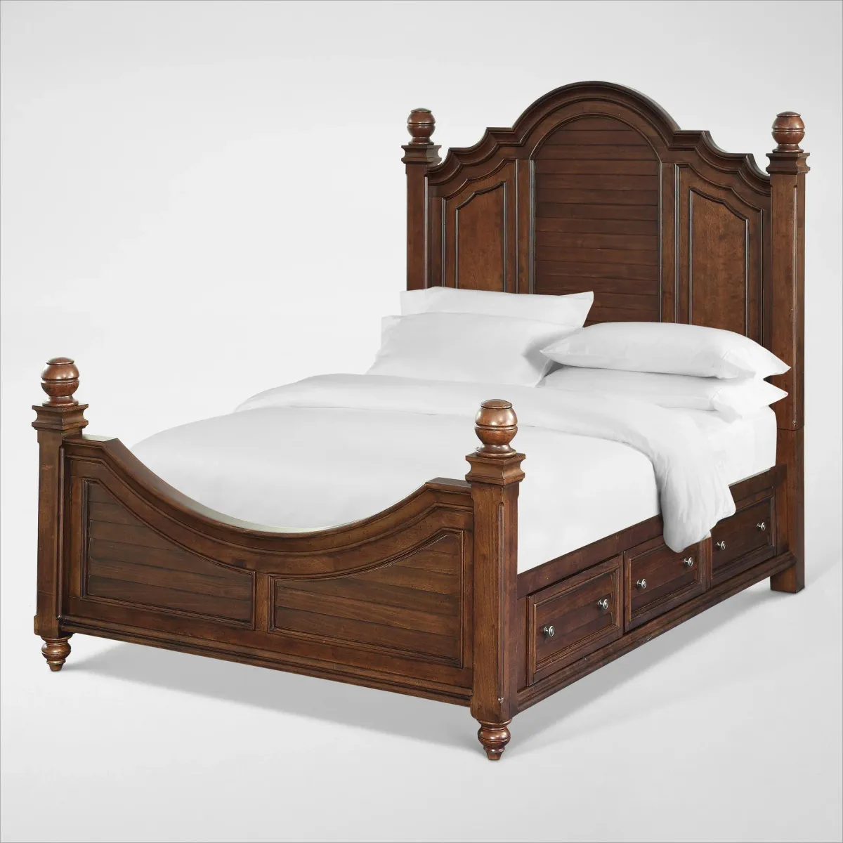 Charleston Queen Poster Storage Bed with 4 Drawers - Tobacco