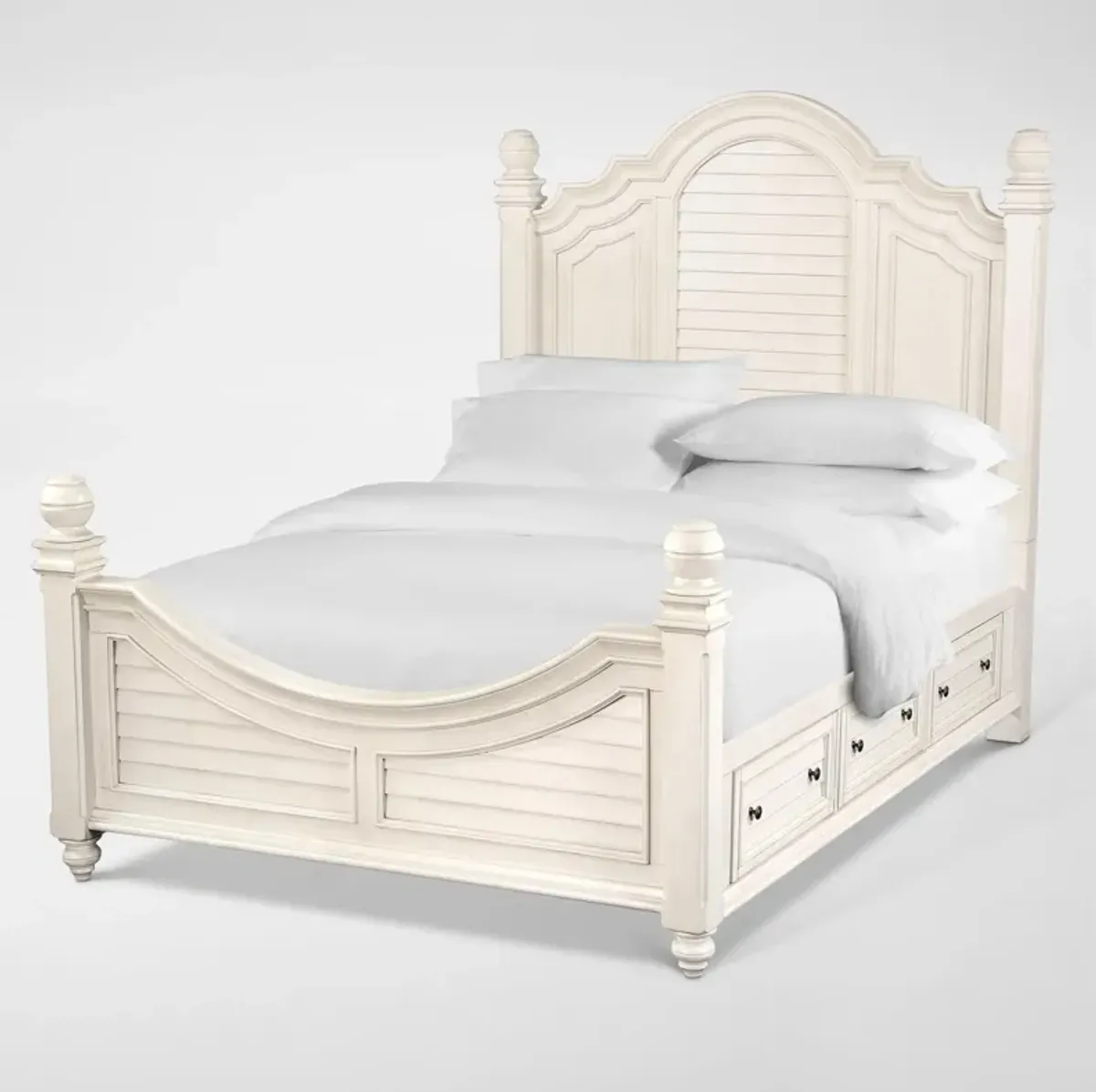 Charleston Queen Poster Storage Bed with 4 Drawers - White