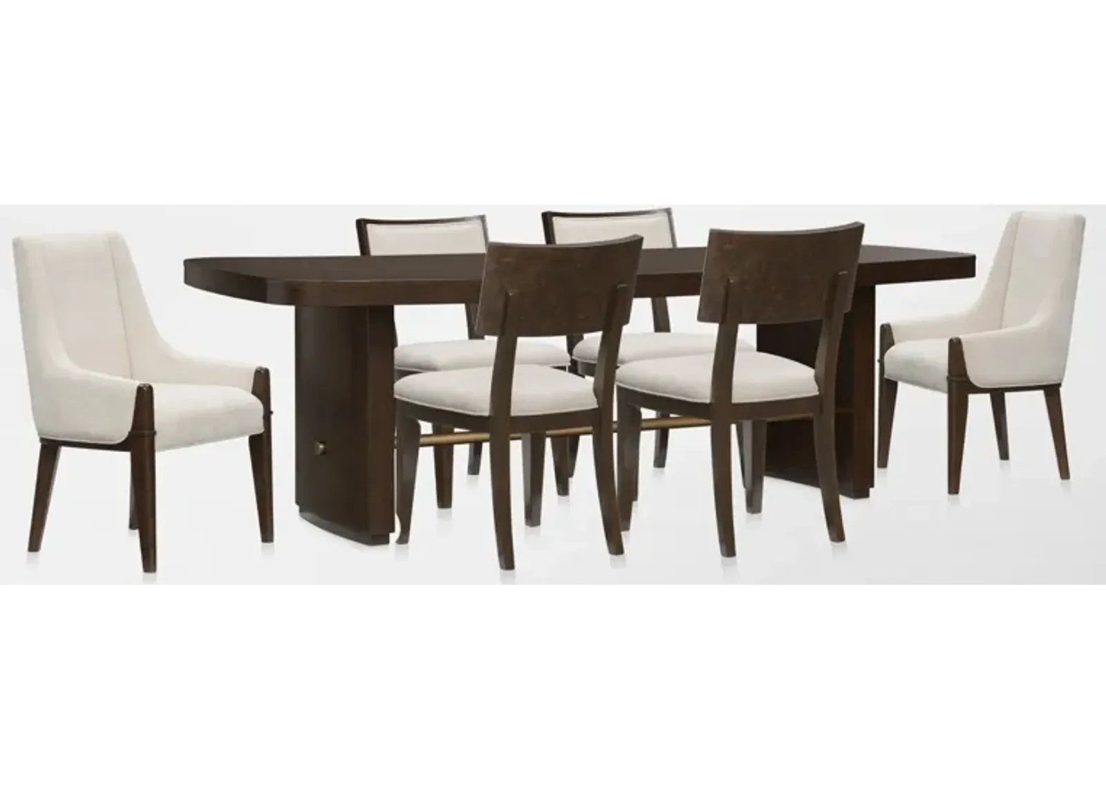 Milan Dining Table, 4 Side Chairs and 2 Host Chairs - Espresso