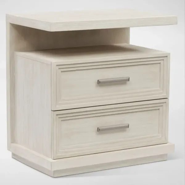 Arielle Nightstand with USB Charging and Light - Parchment