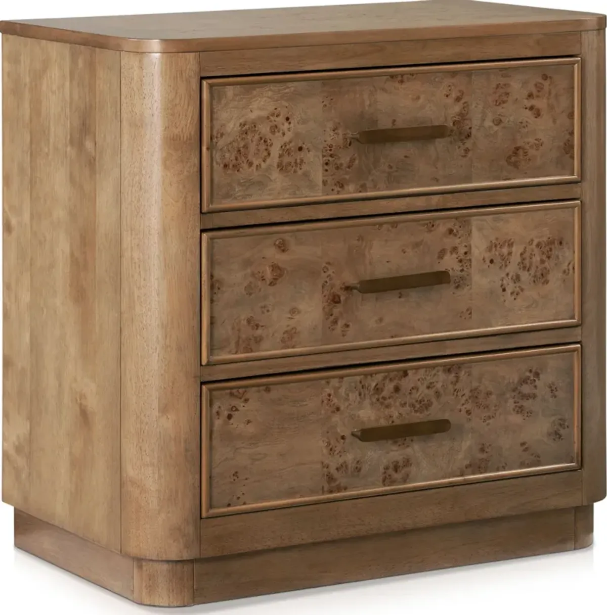 Milan 3-Drawer Nightstand with USB Charging - Blonde