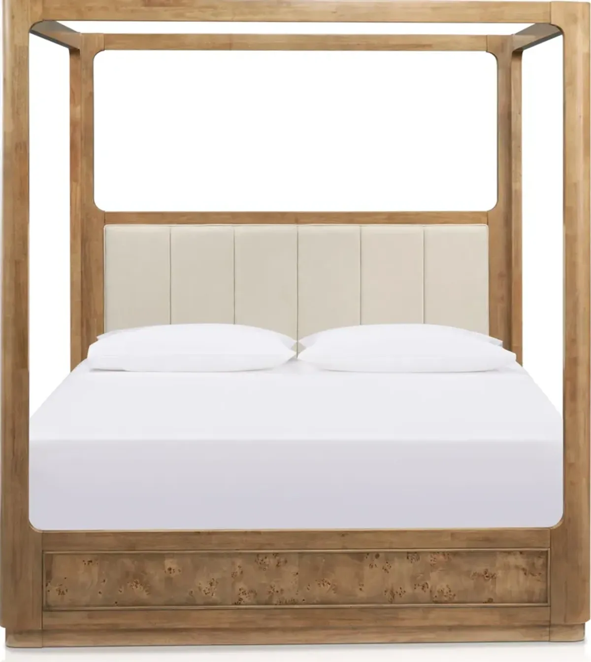 Milan 5-Piece Queen Canopy Bedroom Set with Dresser and Mirror - Blonde