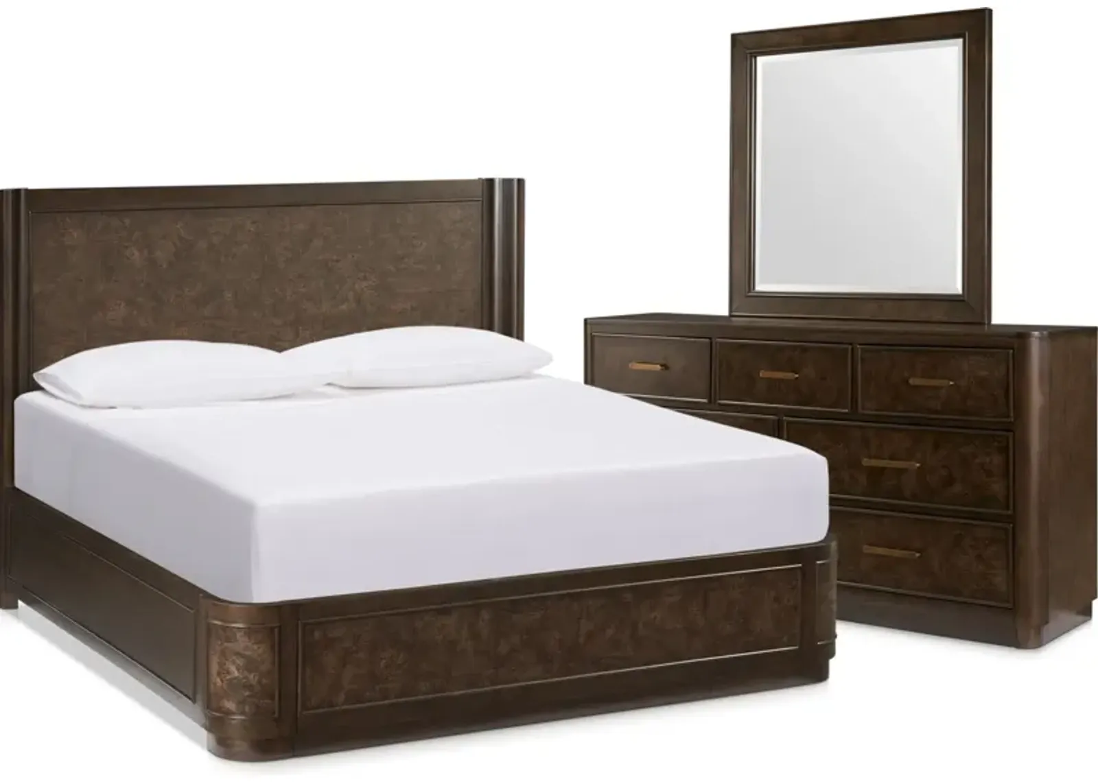 Milan 5-Piece Queen Panel Bedroom Set with Dresser and Mirror - Espresso