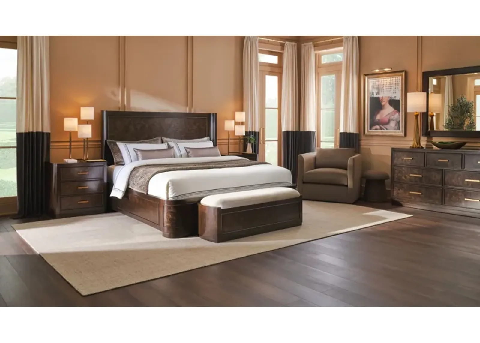 Milan 6Pc Queen Panel Bedroom Set with Dresser, Mirror & 3-Drawer Nightstand with USB Charging - Es