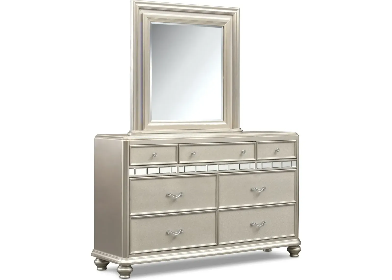 Sabrina Dresser and Mirror - Platinum