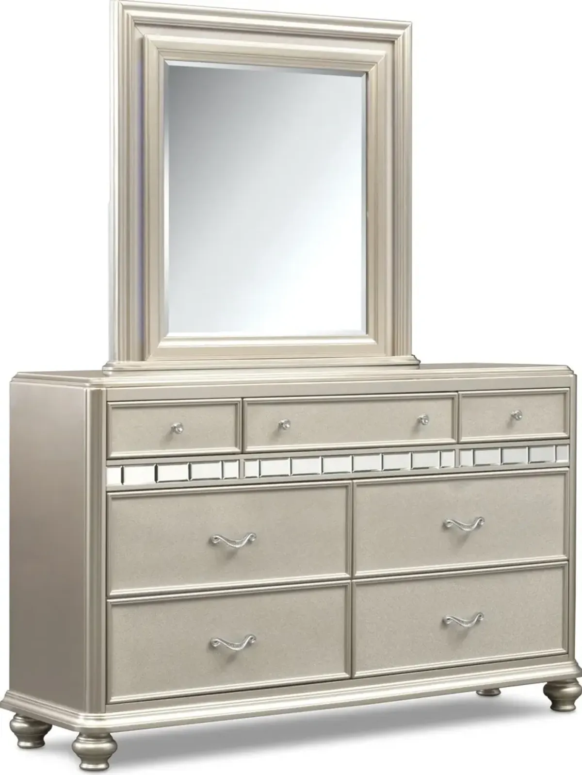 Sabrina Dresser and Mirror - Platinum