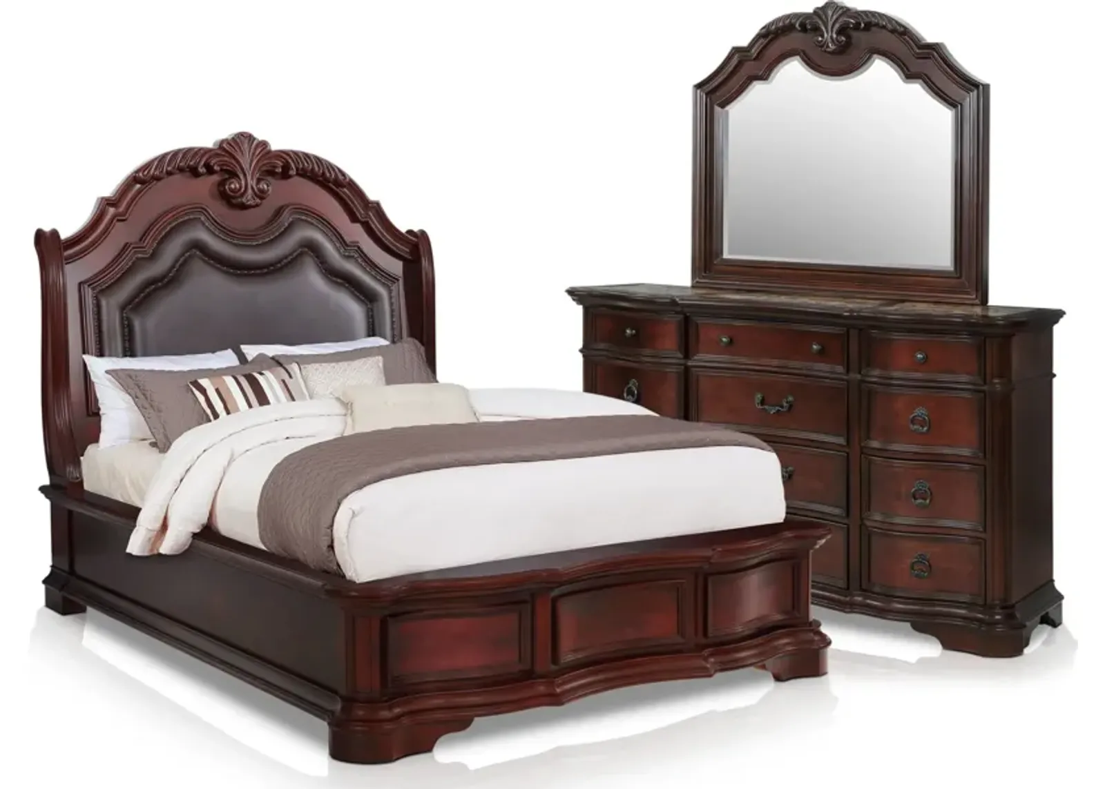 Gramercy Park 5-Piece Queen Bedroom Set with Dresser and Mirror - Mahogany