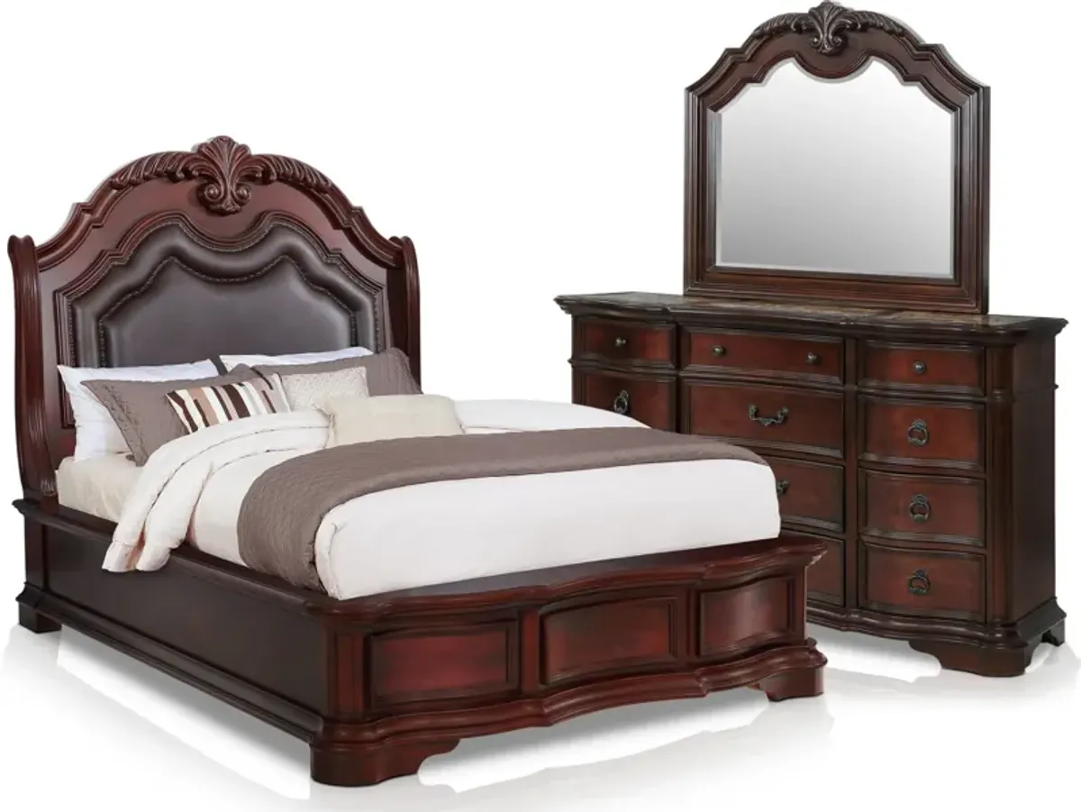 Gramercy Park 5-Piece Queen Bedroom Set with Dresser and Mirror - Mahogany