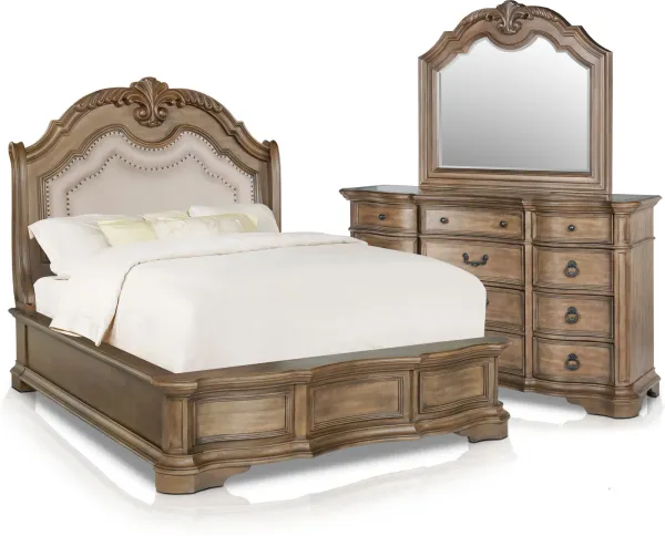 Gramercy Park 5-Piece Queen Bedroom Set with Dresser and Mirror - Sandstone
