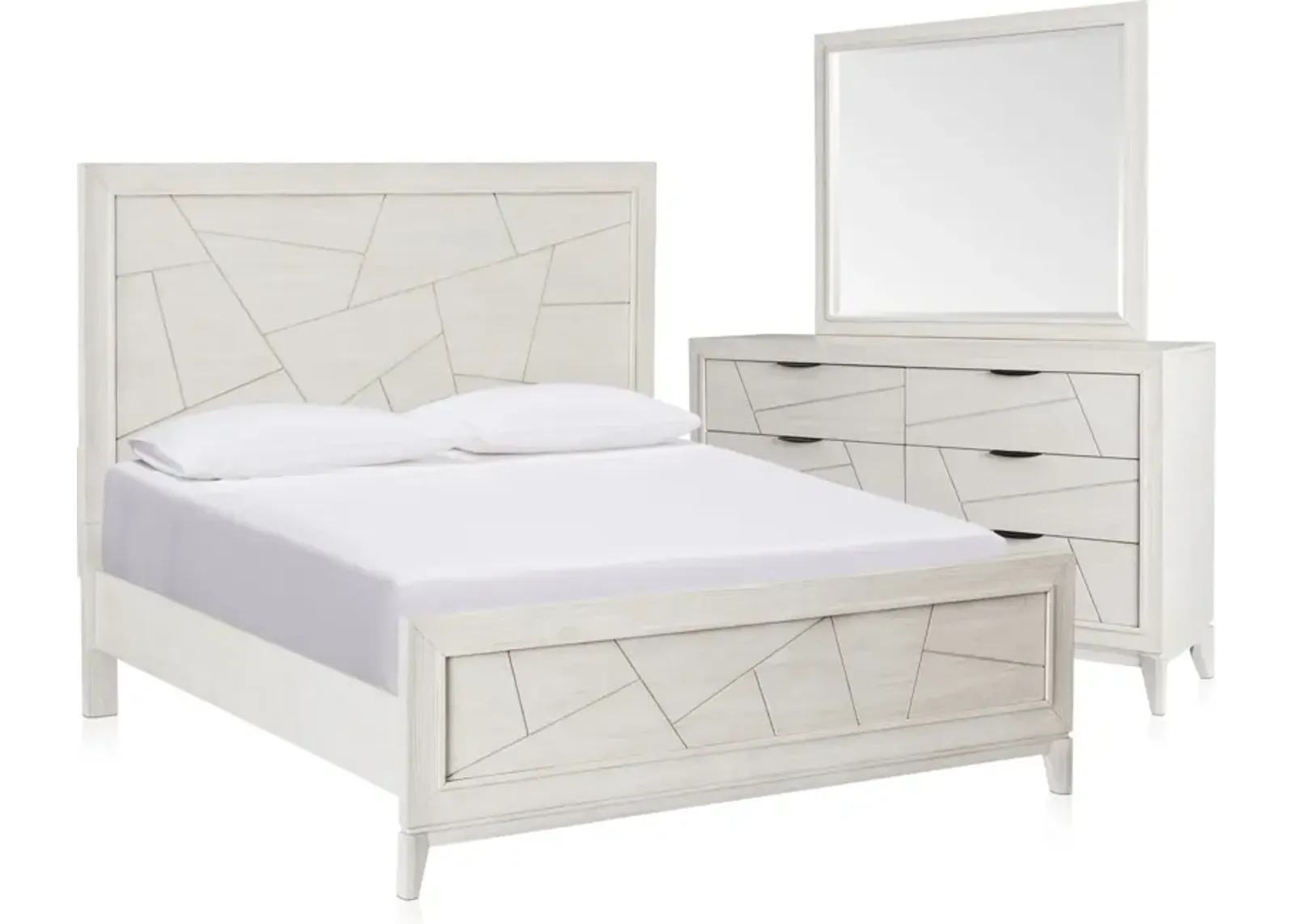 Fresno 5-Piece King Bedroom Set with Panel Bed, Dresser and Mirror