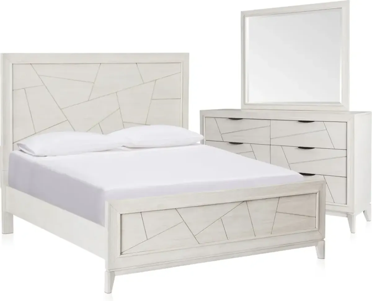 Fresno 5-Piece King Bedroom Set with Panel Bed, Dresser and Mirror