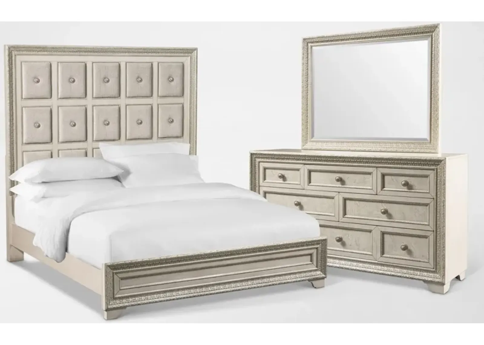 Valentina 5-Piece Queen Bedroom Set with Dresser and Mirror