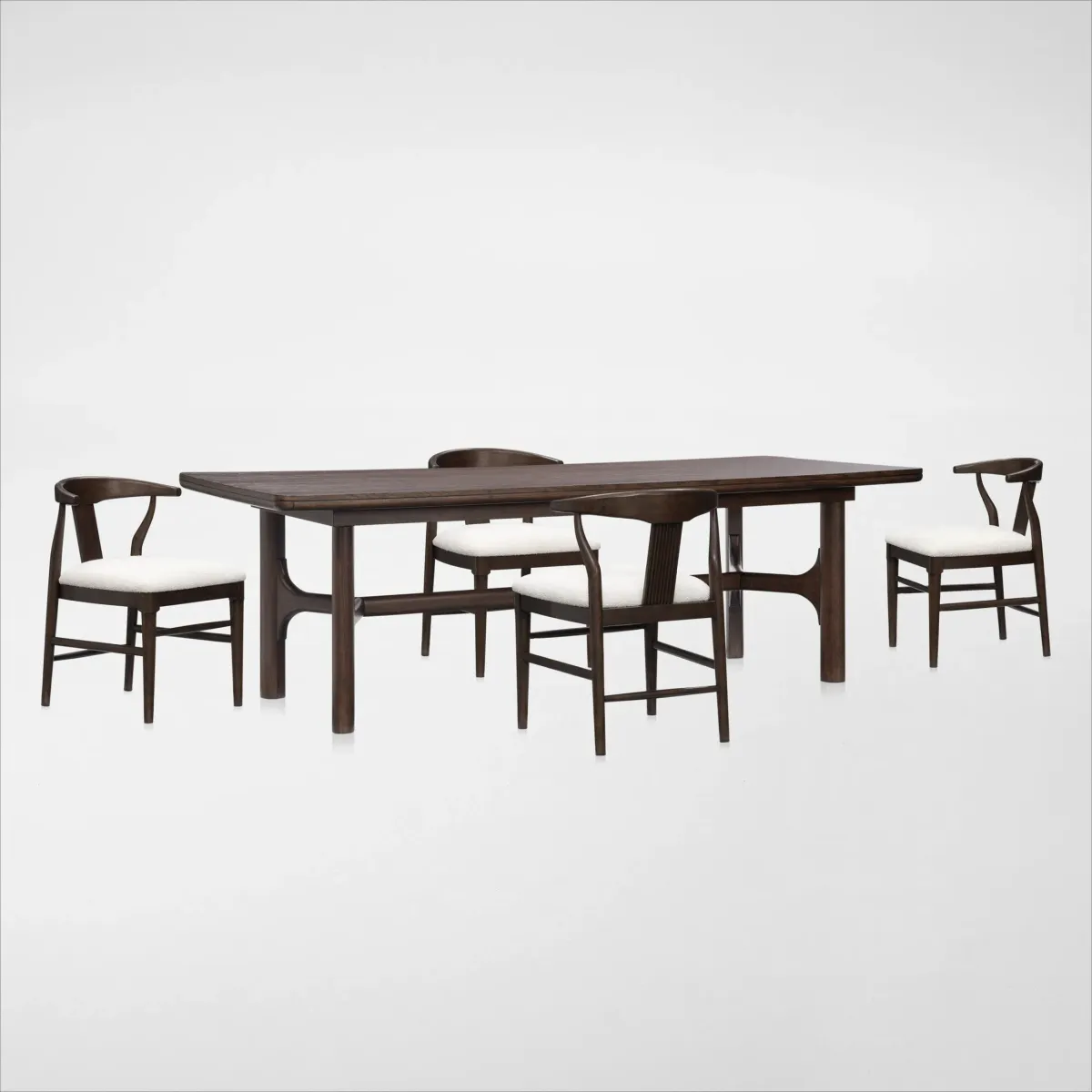 Santa Monica Rectangle Dining Table with 4 Wishbone-Back Dining Chairs - Chestnut