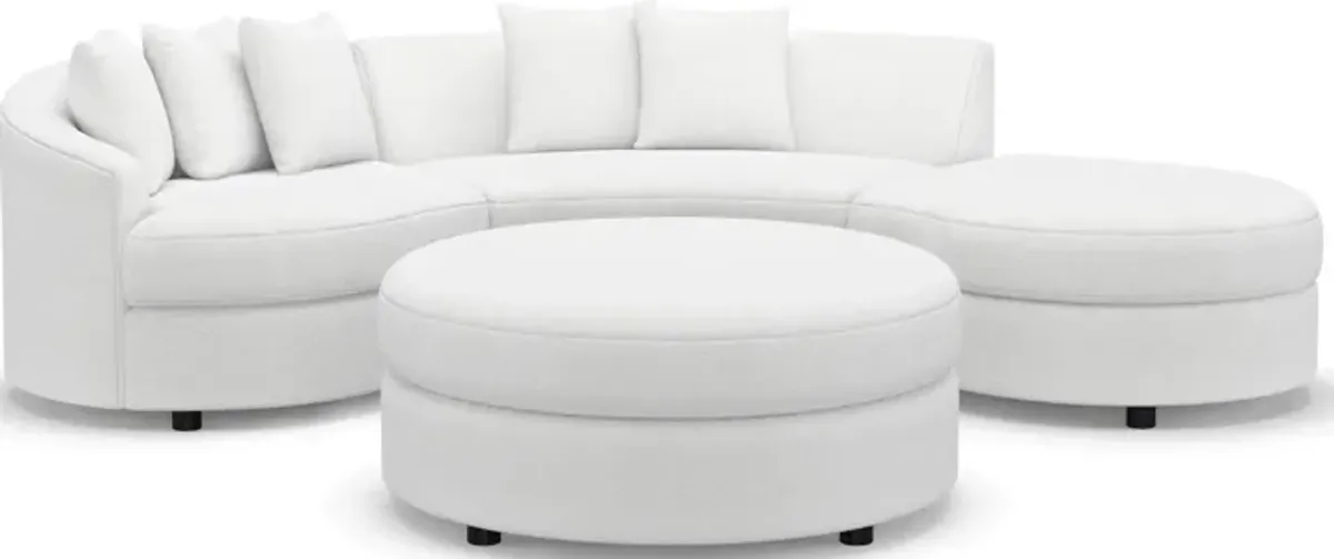 Allegra 3-Piece Sectional with Right-Facing Chaise and Ottoman - Lovie Chalk