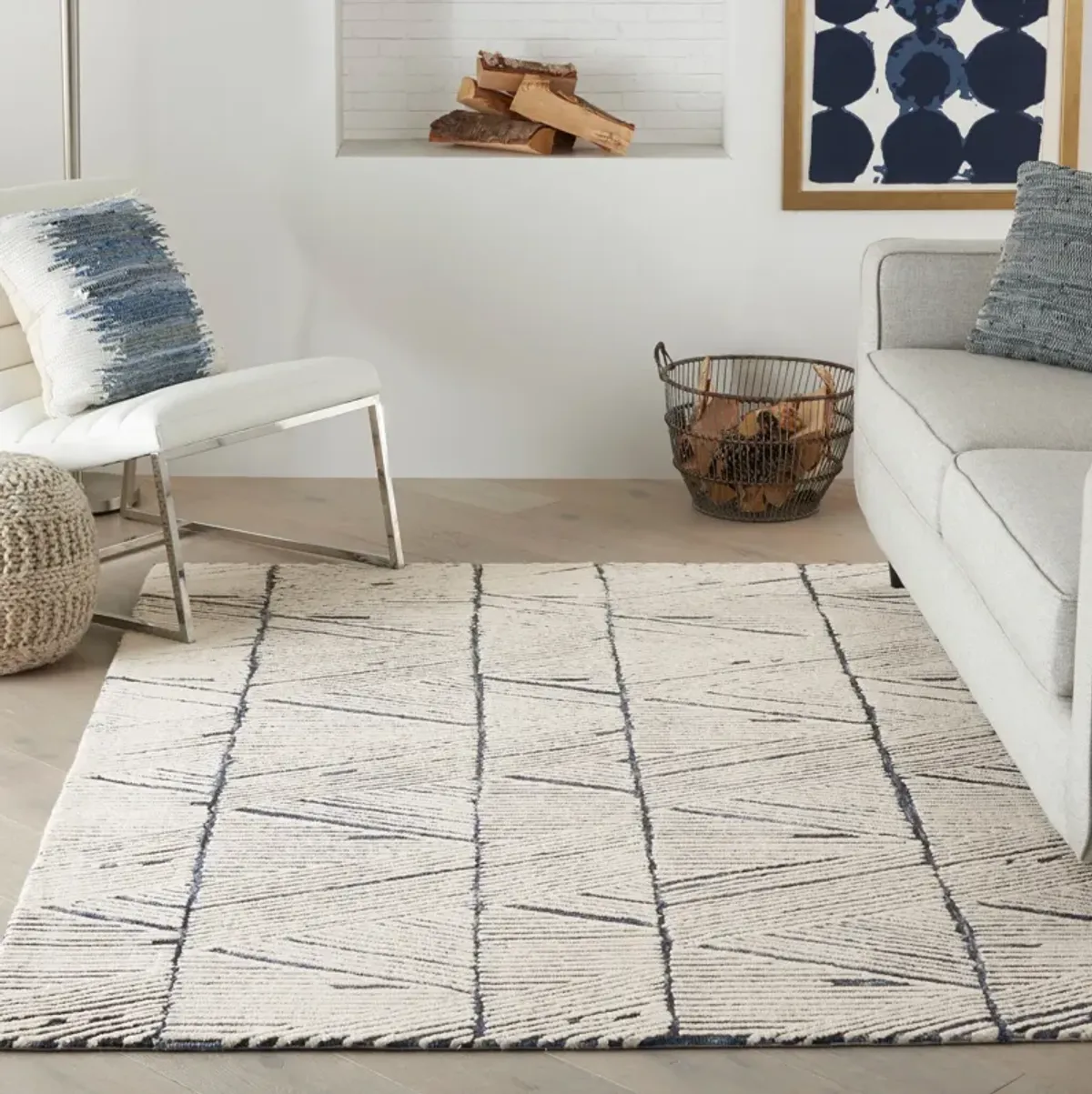 Berlin 4' x 6' Area Rug - White/Blue