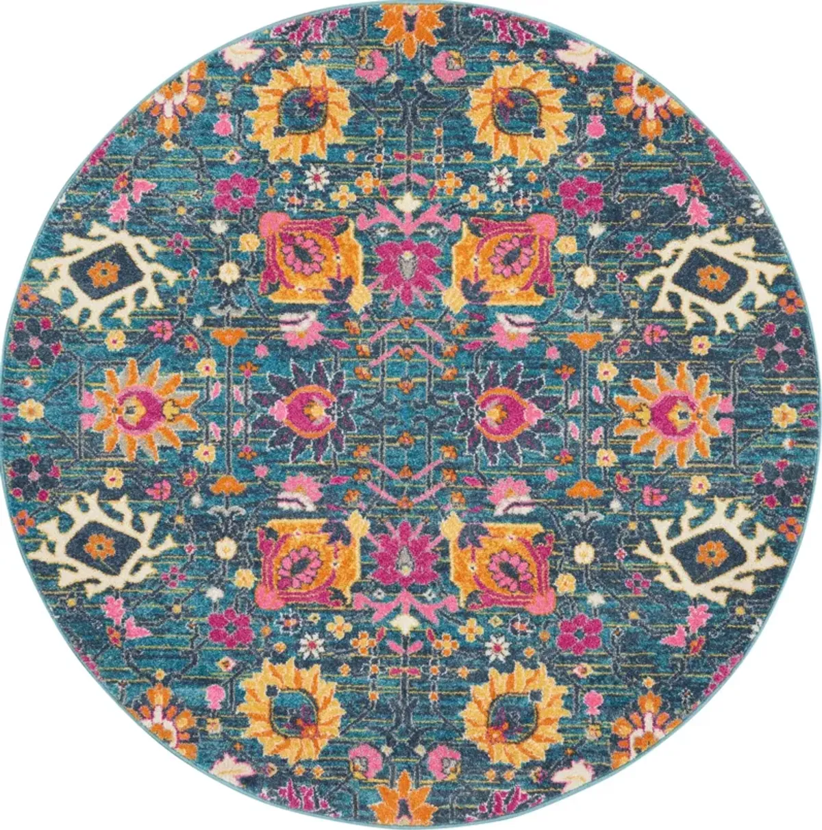 Tralee 4' Round Area Rug - Denim