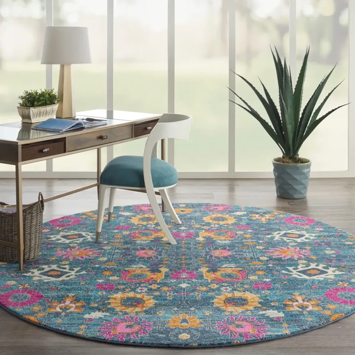 Tralee 8' Round Area Rug - Denim