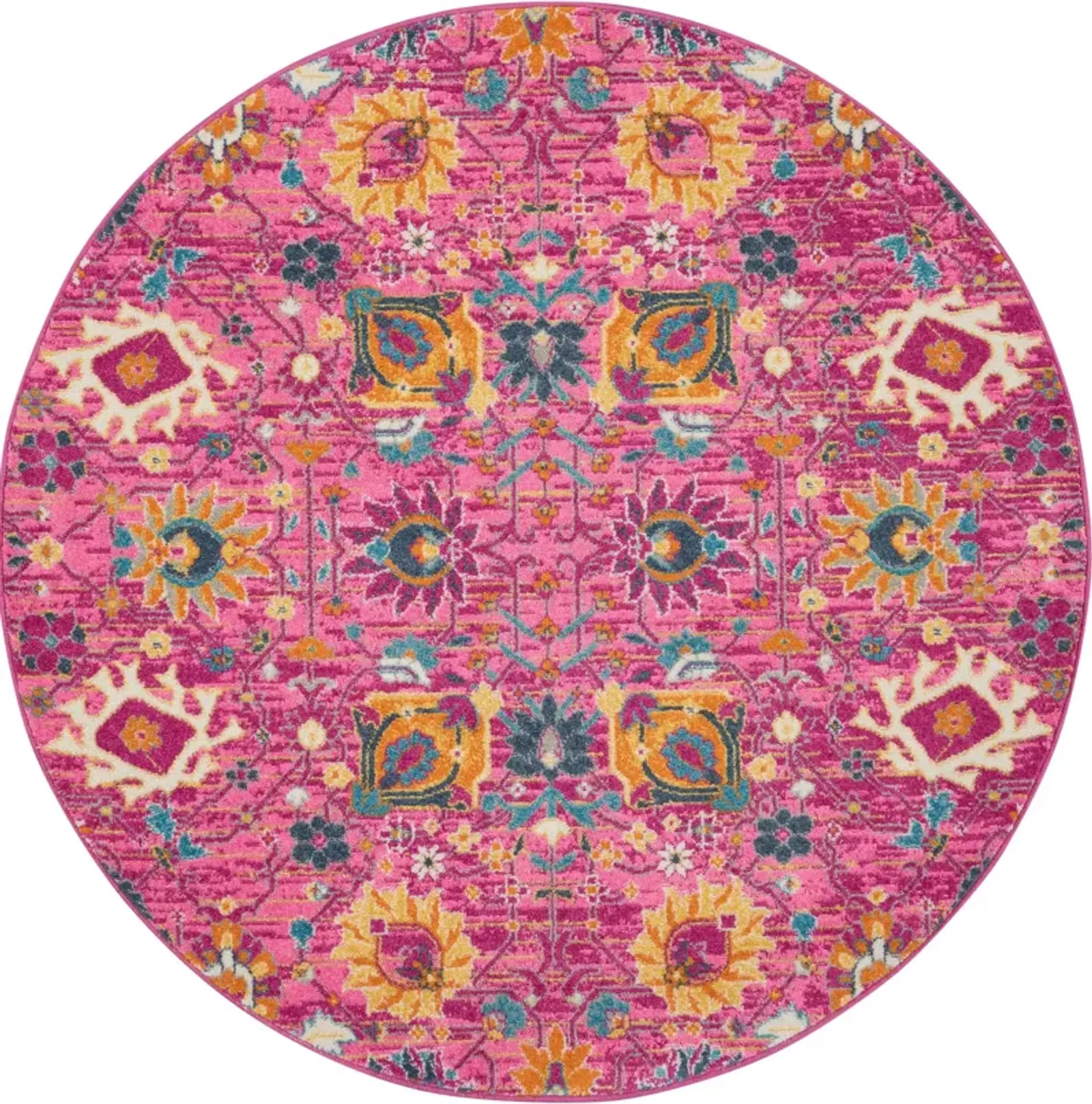 Tralee 5' Round Area Rug - Fuchsia