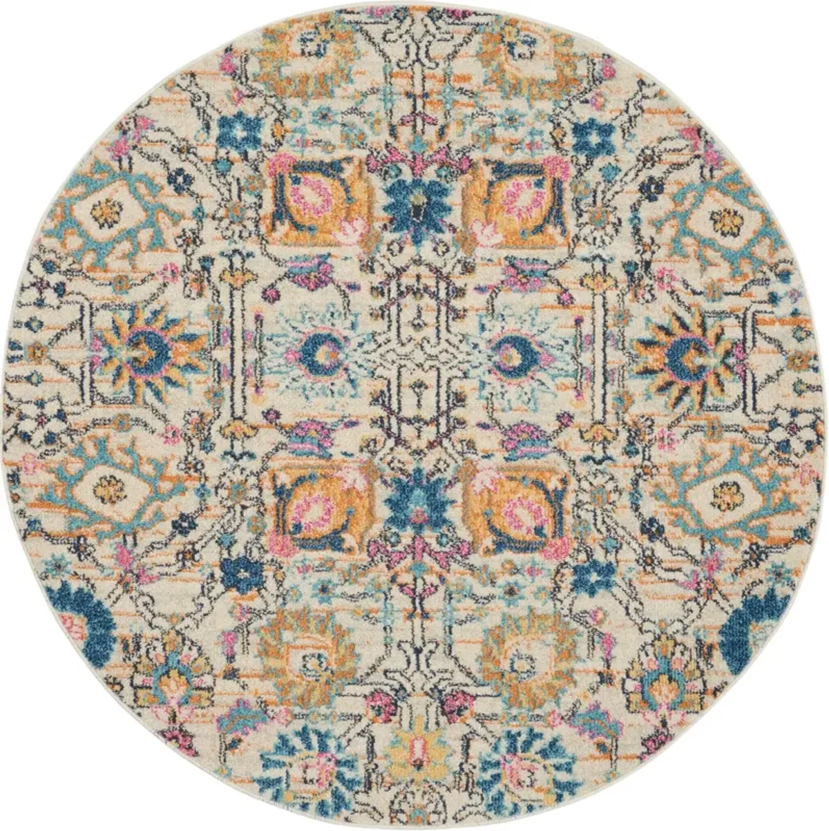 Tralee 4' Round Area Rug - Ivory Multicolor