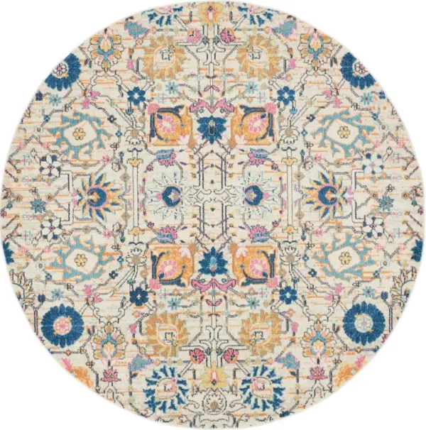 Tralee 8' Round Area Rug - Ivory Multicolor