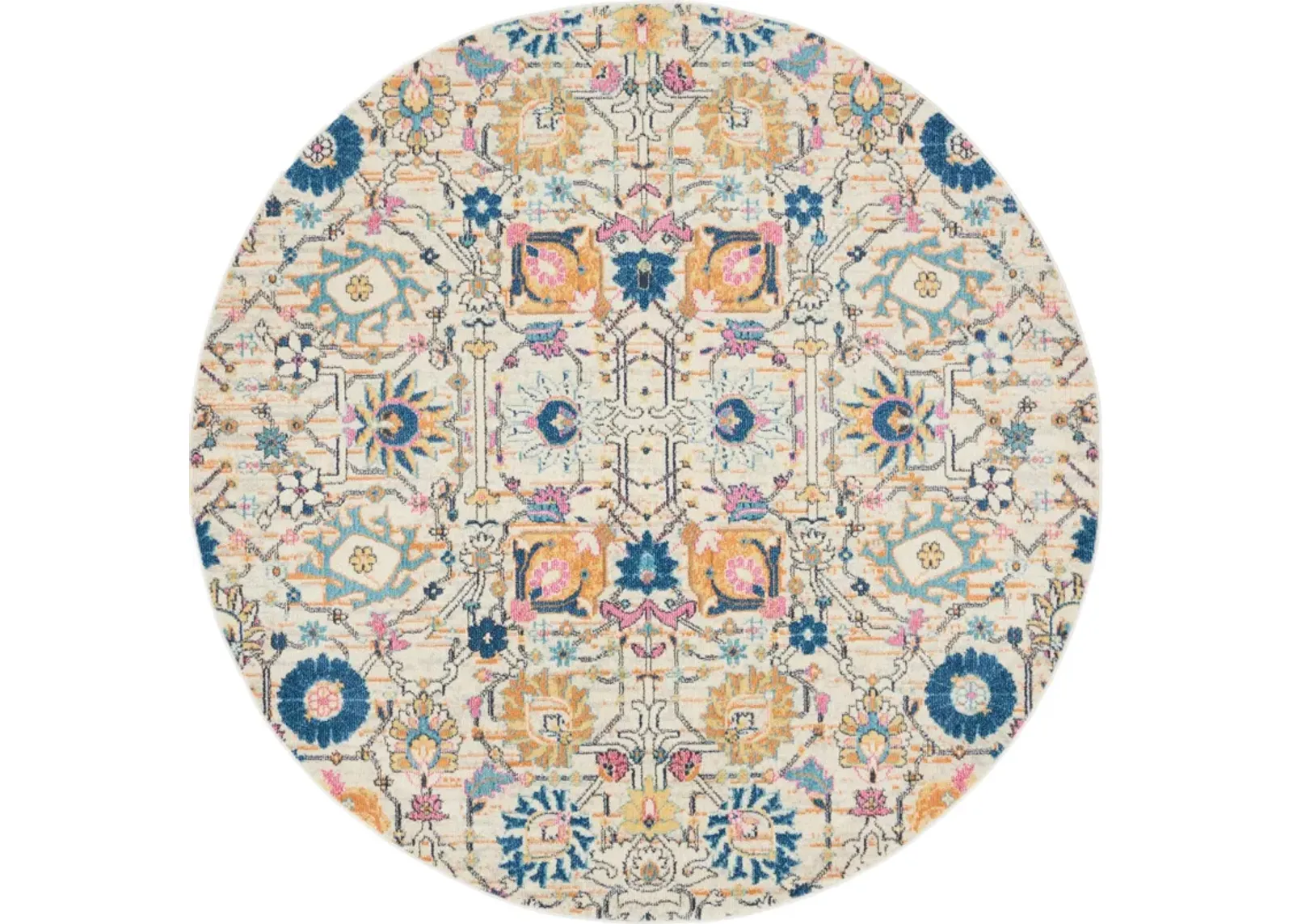 Tralee 8' Round Area Rug - Ivory Multicolor