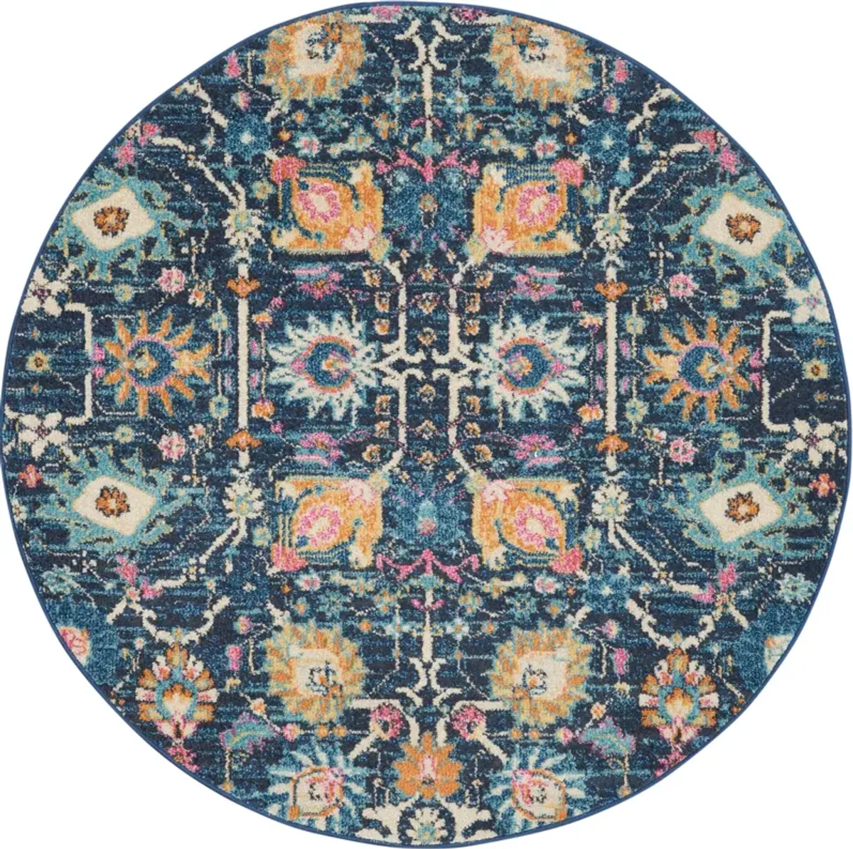 Tralee 4' Round Area Rug - Navy