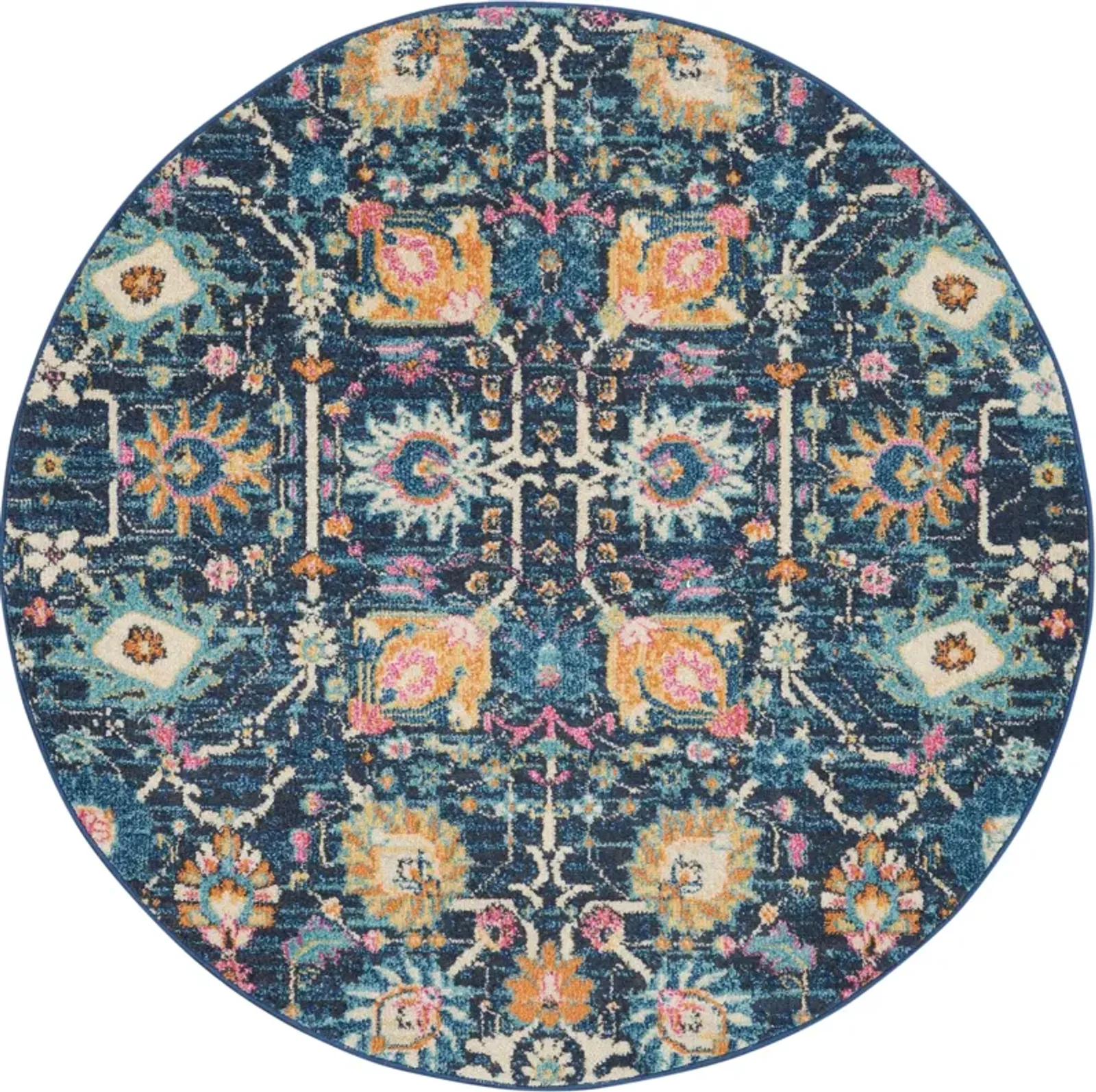 Tralee 4' Round Area Rug - Navy