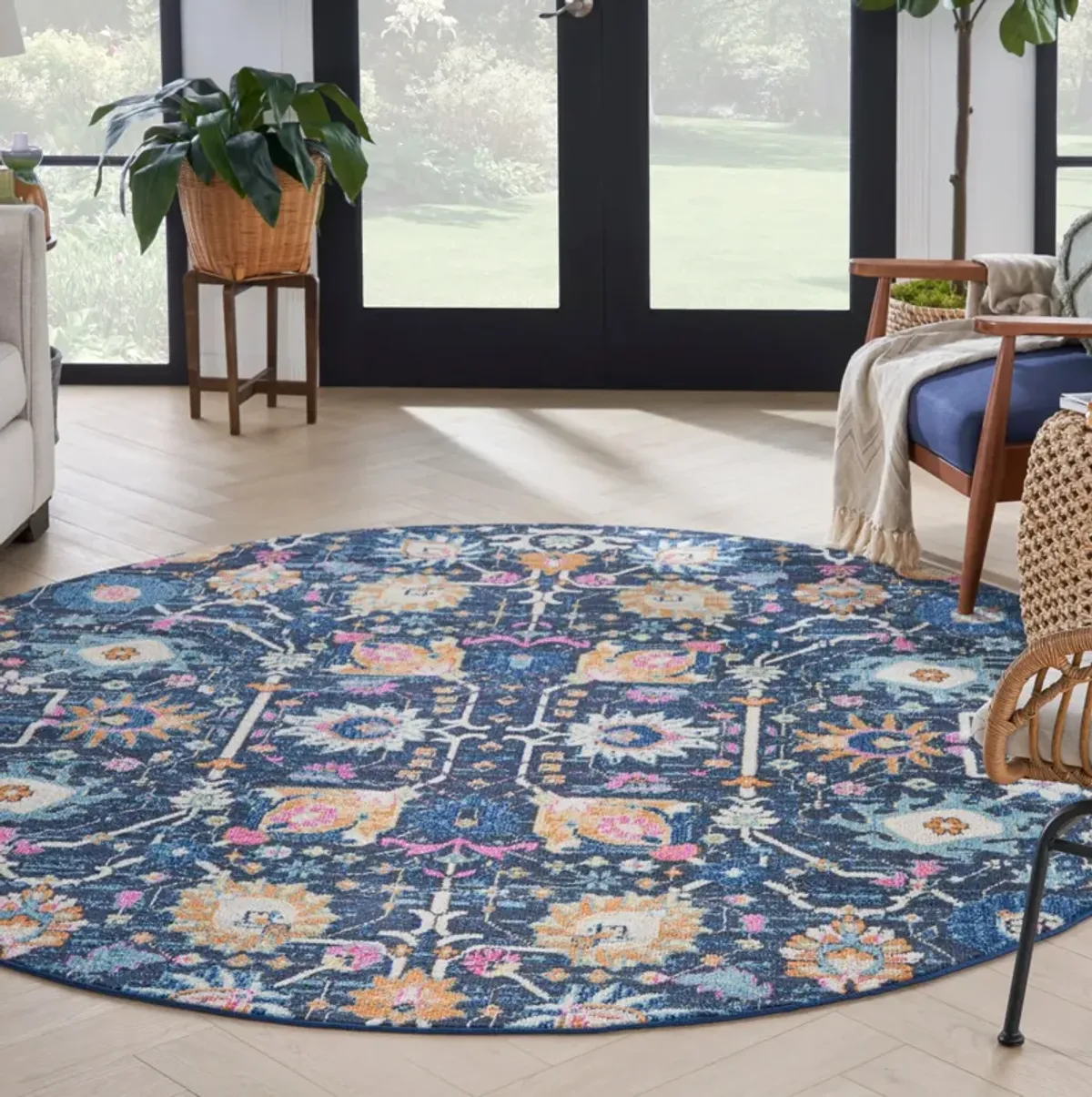 Tralee 8' Round Area Rug - Navy