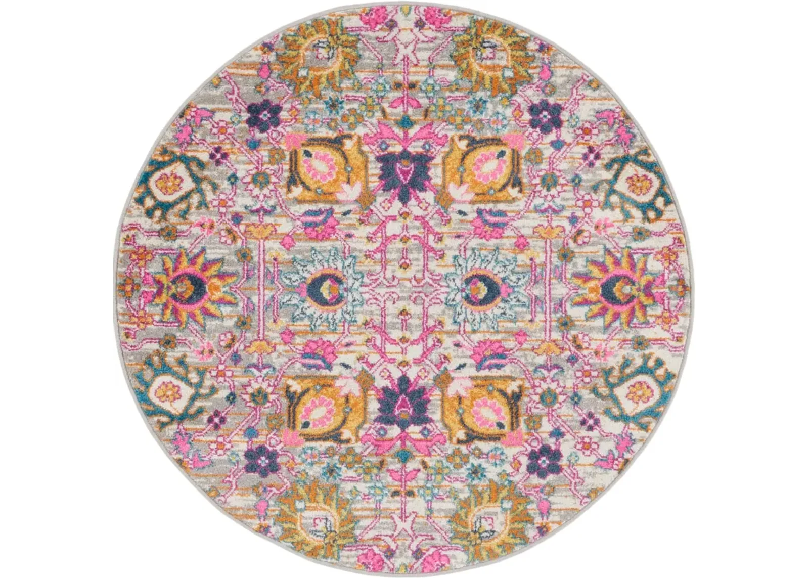 Tralee 4' Round Area Rug - Silver