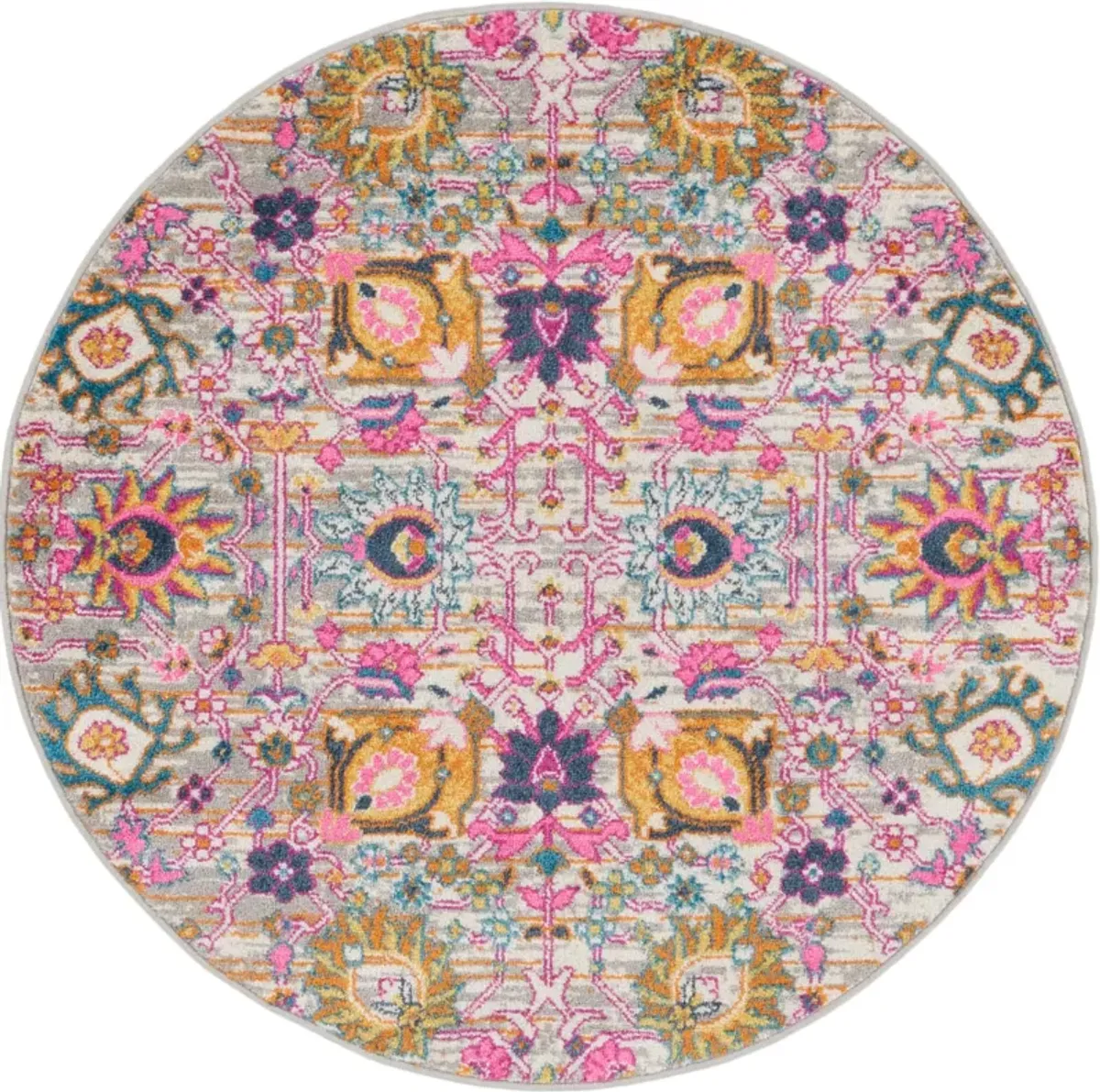 Tralee 4' Round Area Rug - Silver