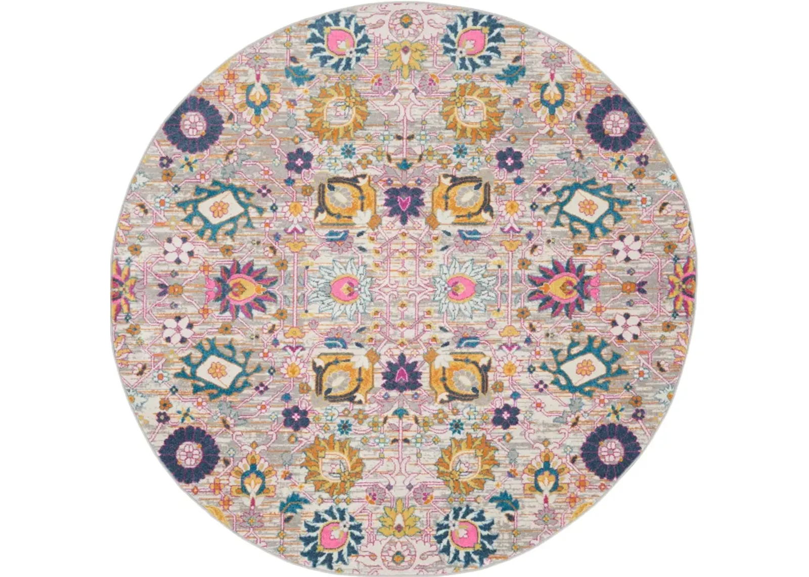 Tralee 8' Round Area Rug - Silver