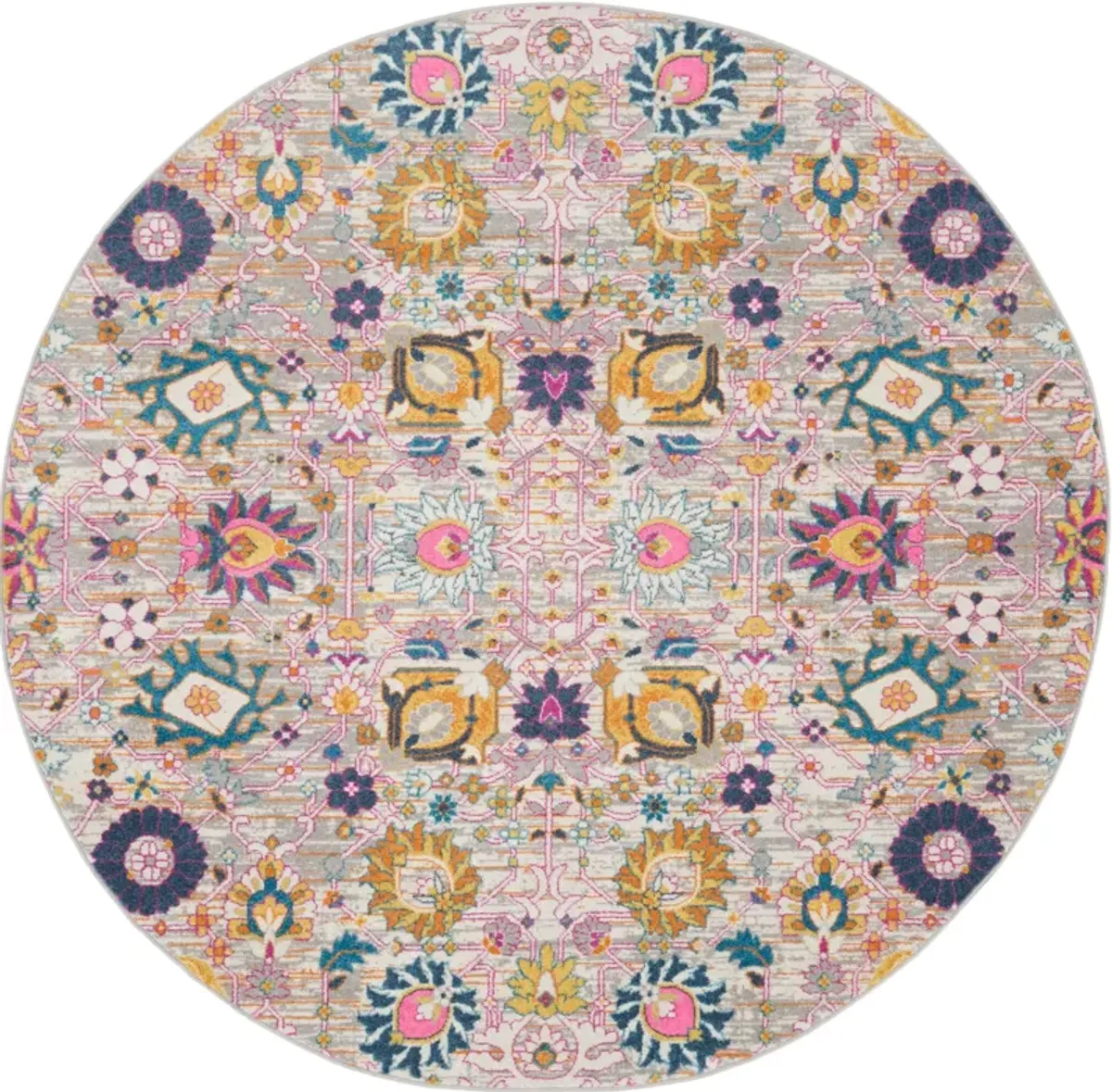 Tralee 8' Round Area Rug - Silver