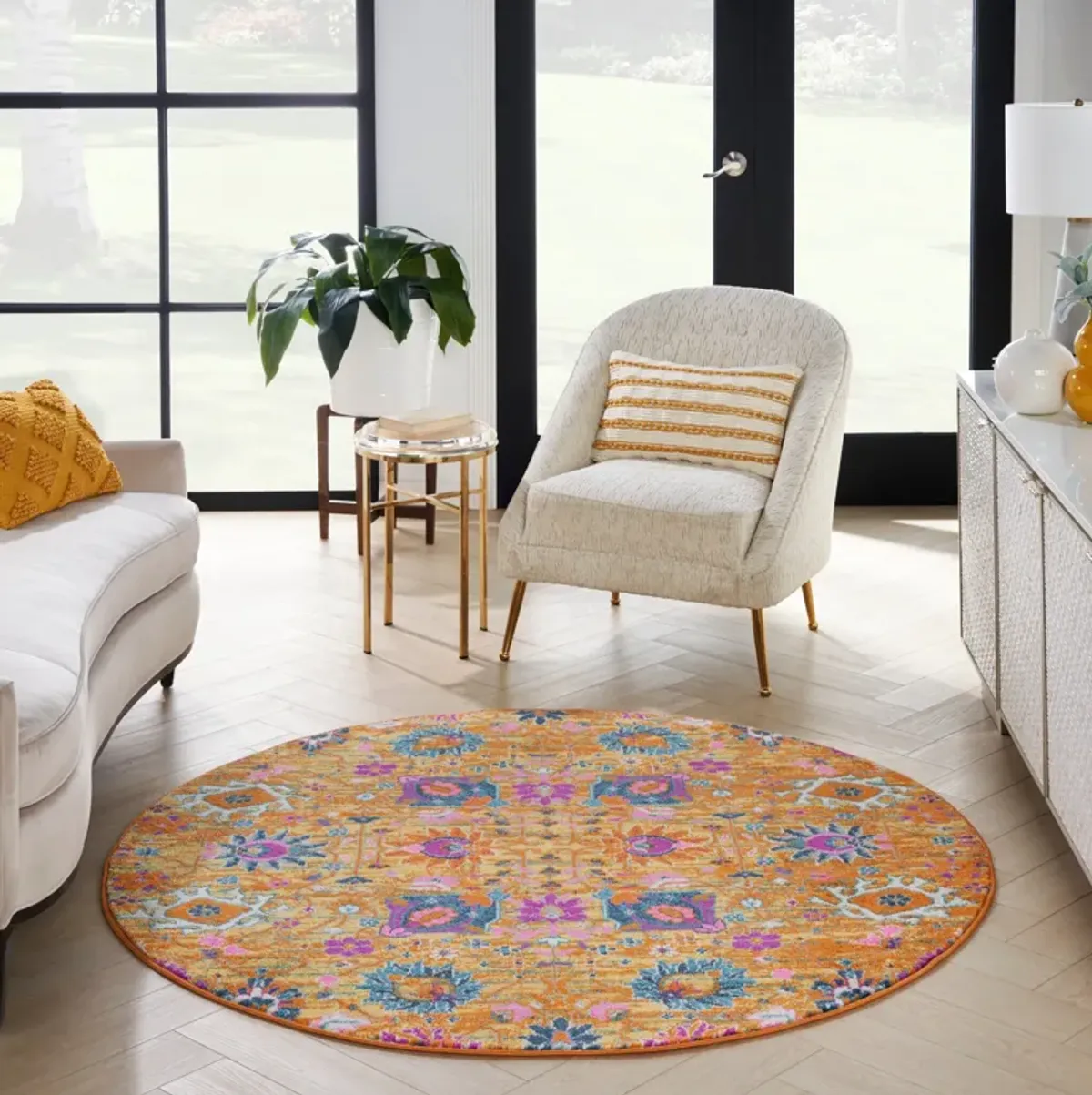 Tralee 8' Round Area Rug - Sun