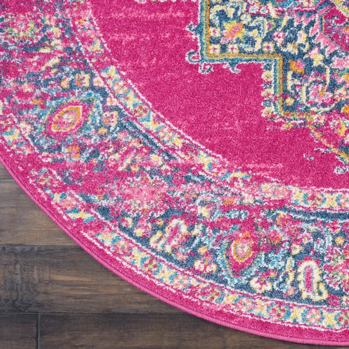 Tralee 4' Round Area Rug - Fuchsia