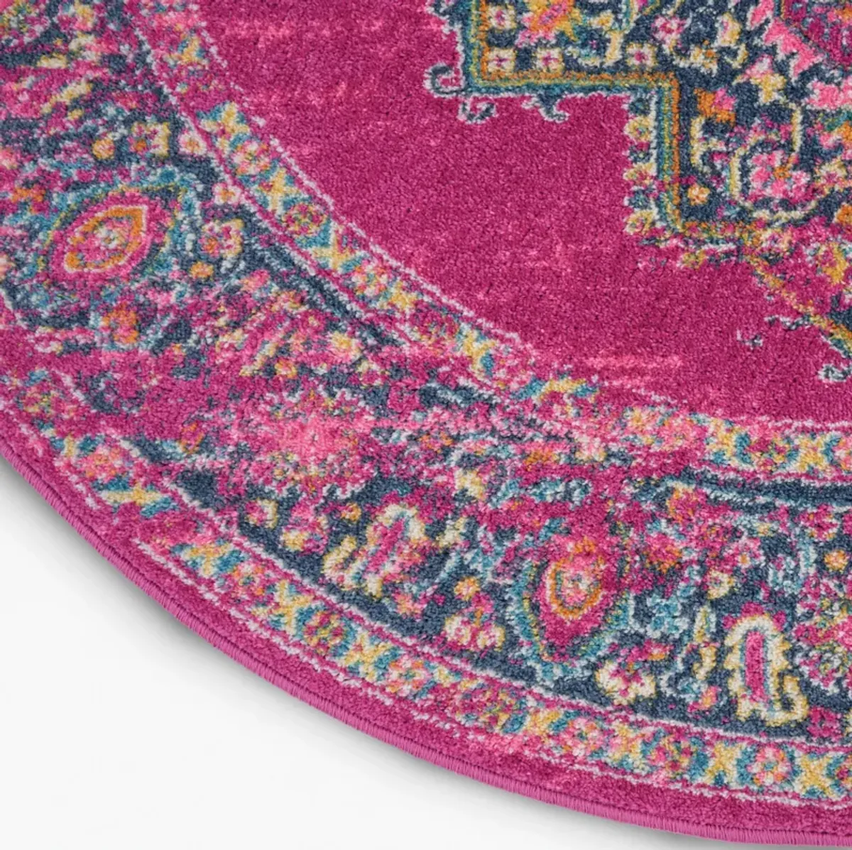 Tralee 4' Round Area Rug - Fuchsia