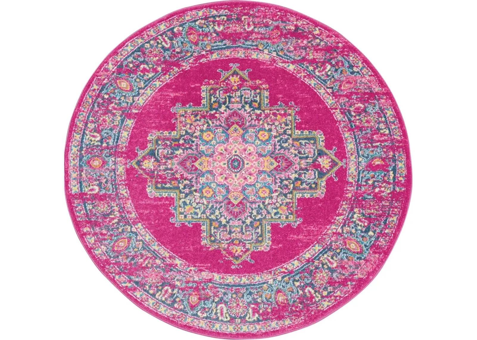 Tralee 4' Round Area Rug - Fuchsia