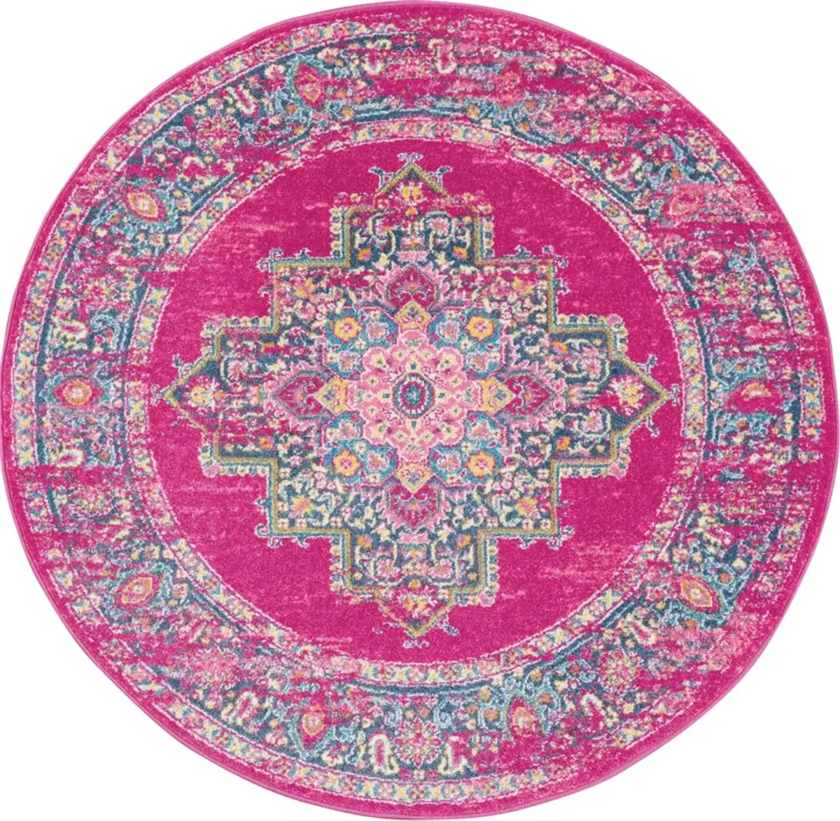 Tralee 4' Round Area Rug - Fuchsia