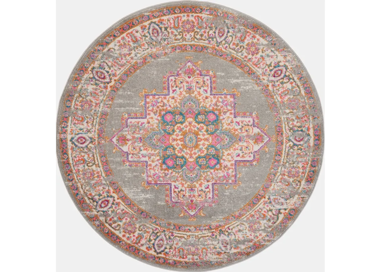 Tralee 4' Round Area Rug - Gray