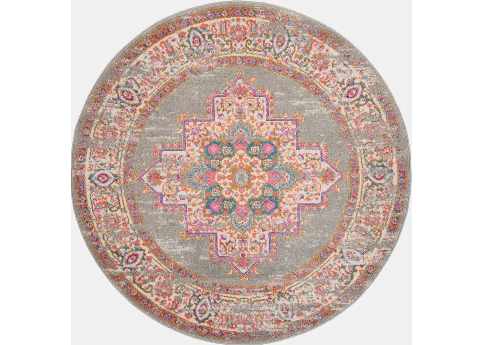 Tralee 8' Round Area Rug - Gray