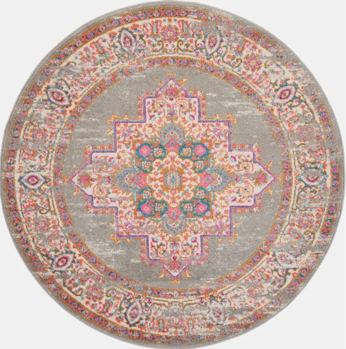 Tralee 8' Round Area Rug - Gray