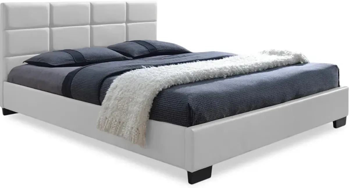 Potenza Queen Upholstered Platform Bed - White