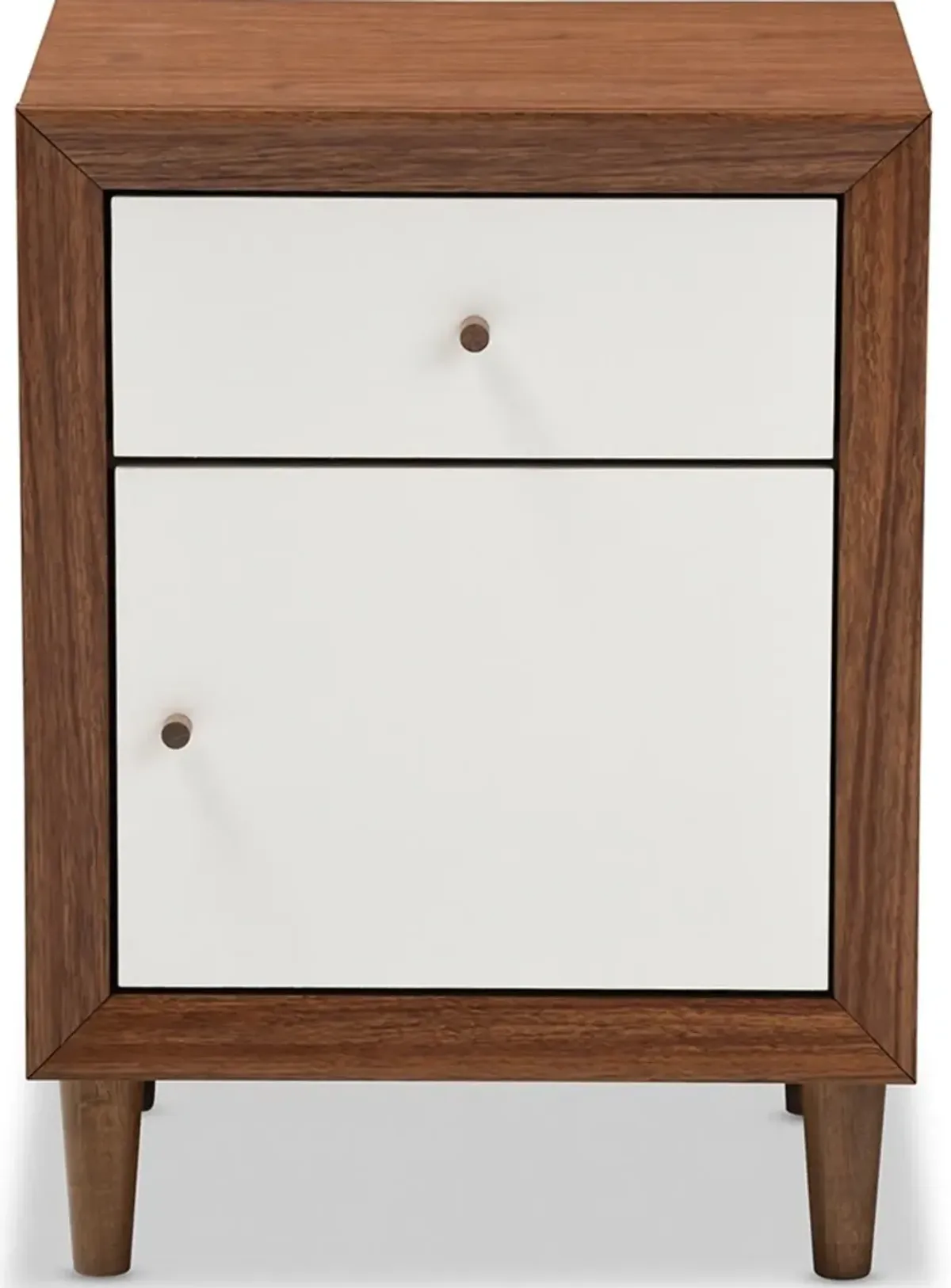 Margi 2 Drawer Nightstand - Walnut Brown/White